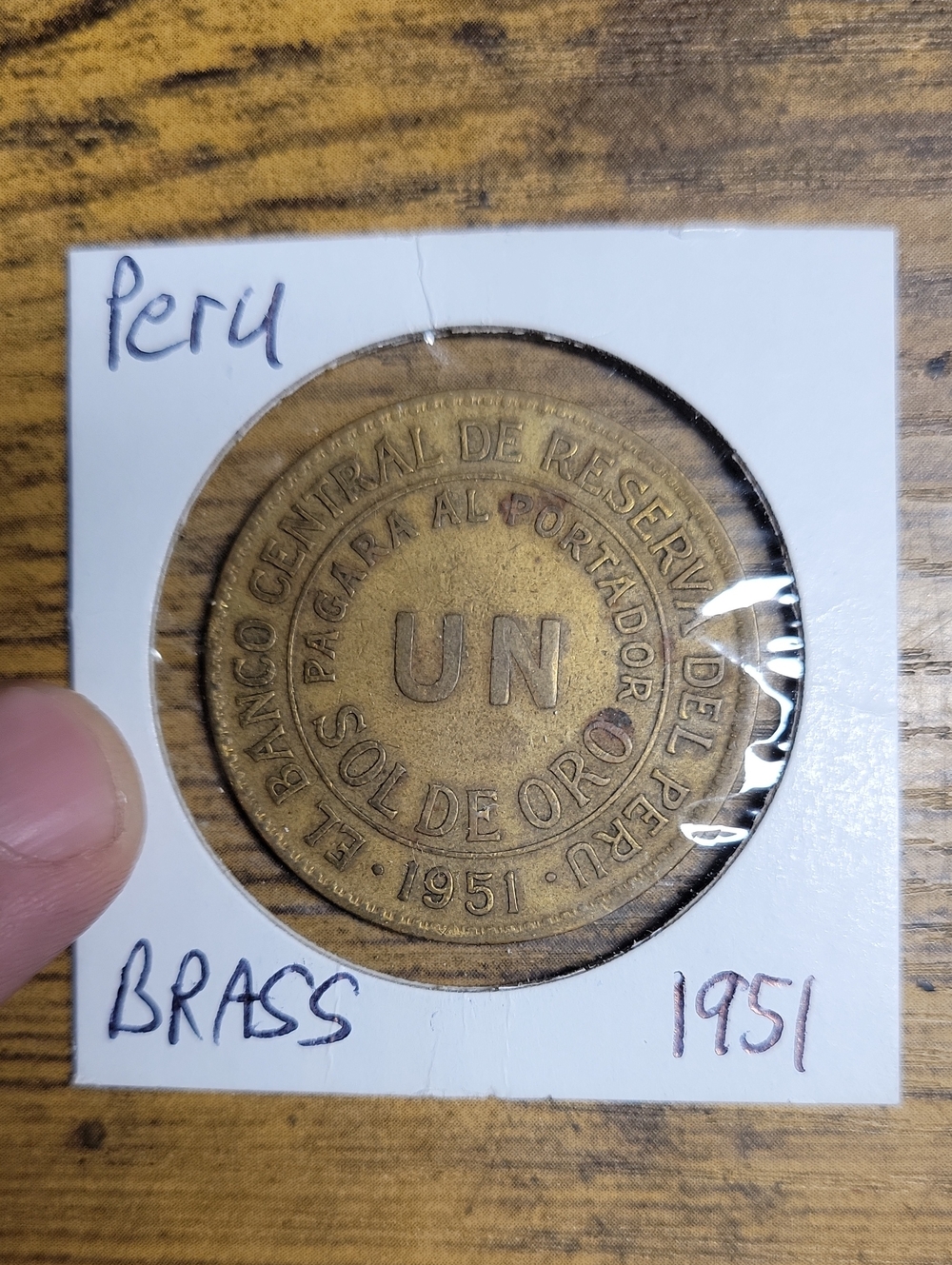 Vintage 1951 Peruvian 1 Sol De Oro Coin- Brass Tones